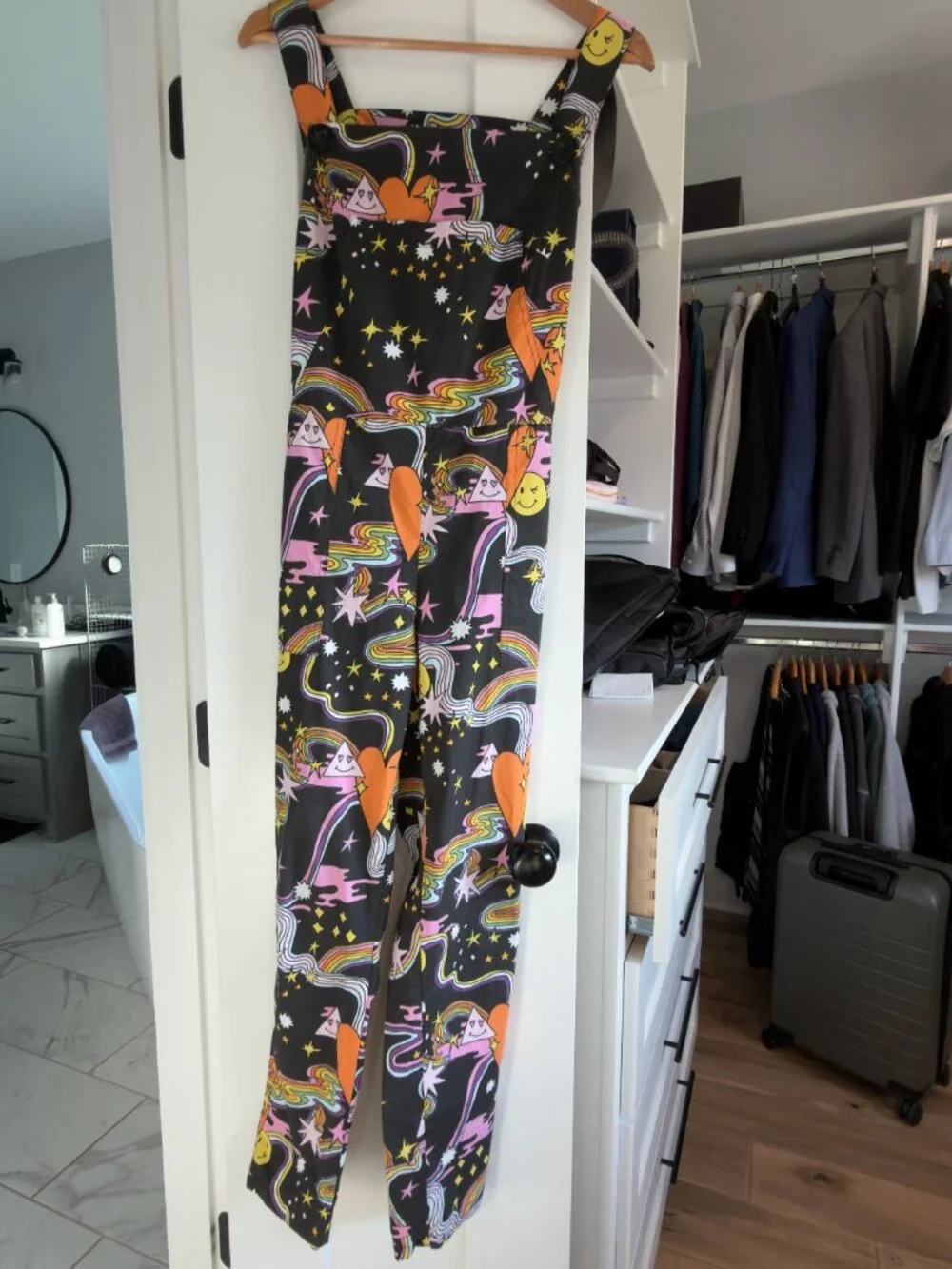Nooworks Better Days Psychedelic Black Patterned Overalls Jumpsuit